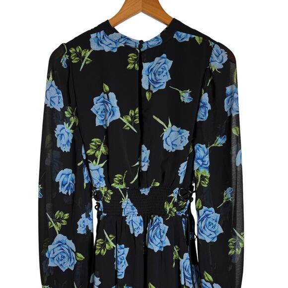 Free People Samantha Lace Up Floral Mini Dress in Black Combo Women’s Size XS - Picture 6 of 12